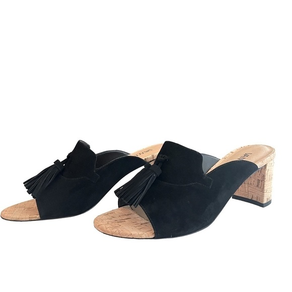𝅺VANELI Black Suede and Cork Sandals 7.5 - Picture 1 of 11